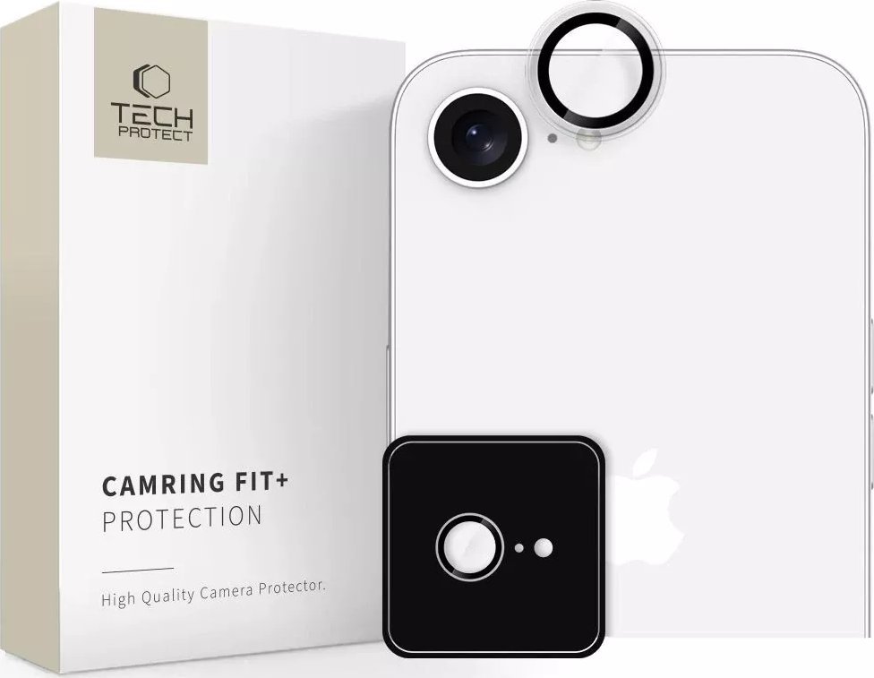 Mbrojtëse kamere Tech-Protect Camring Fit+ për iPhone SE 4 2025, alumini dhe xham i fortë, transparente