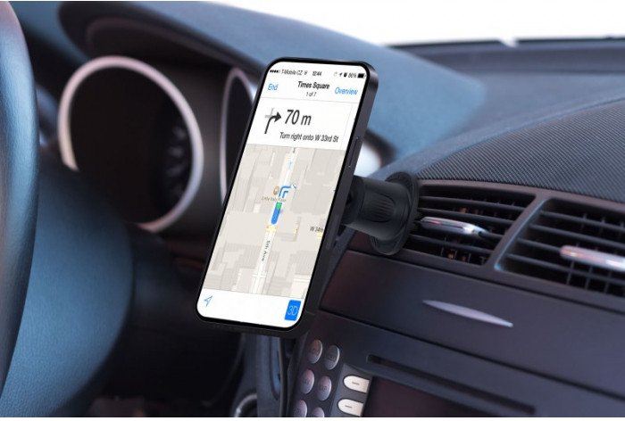 Mbajtëse telefoni për veturë CONNECT IT InCarz MagSafe, karikim wireless, për grilë ajrimi, e zezë