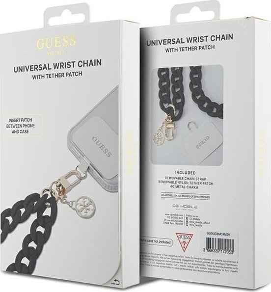 Rrip dore universale për telefon Guess GUOUCBMC4MK, akril, varëse 4G, i zi