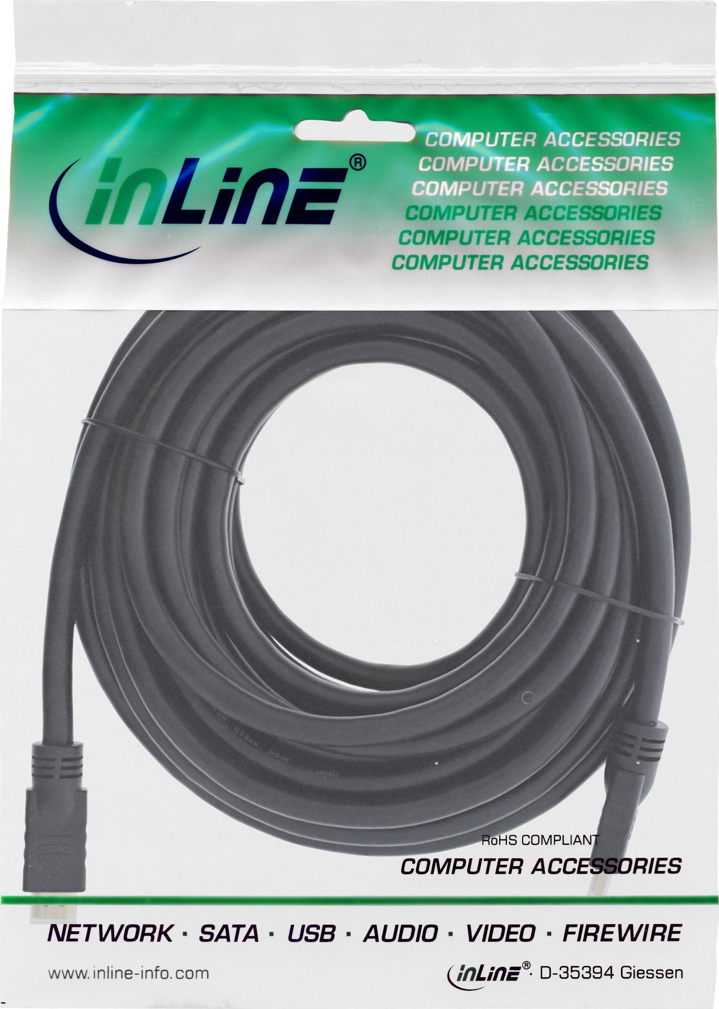 Kabllo HDMI InLine 17575Q, 7.5m, HDMI 2.0, i zi