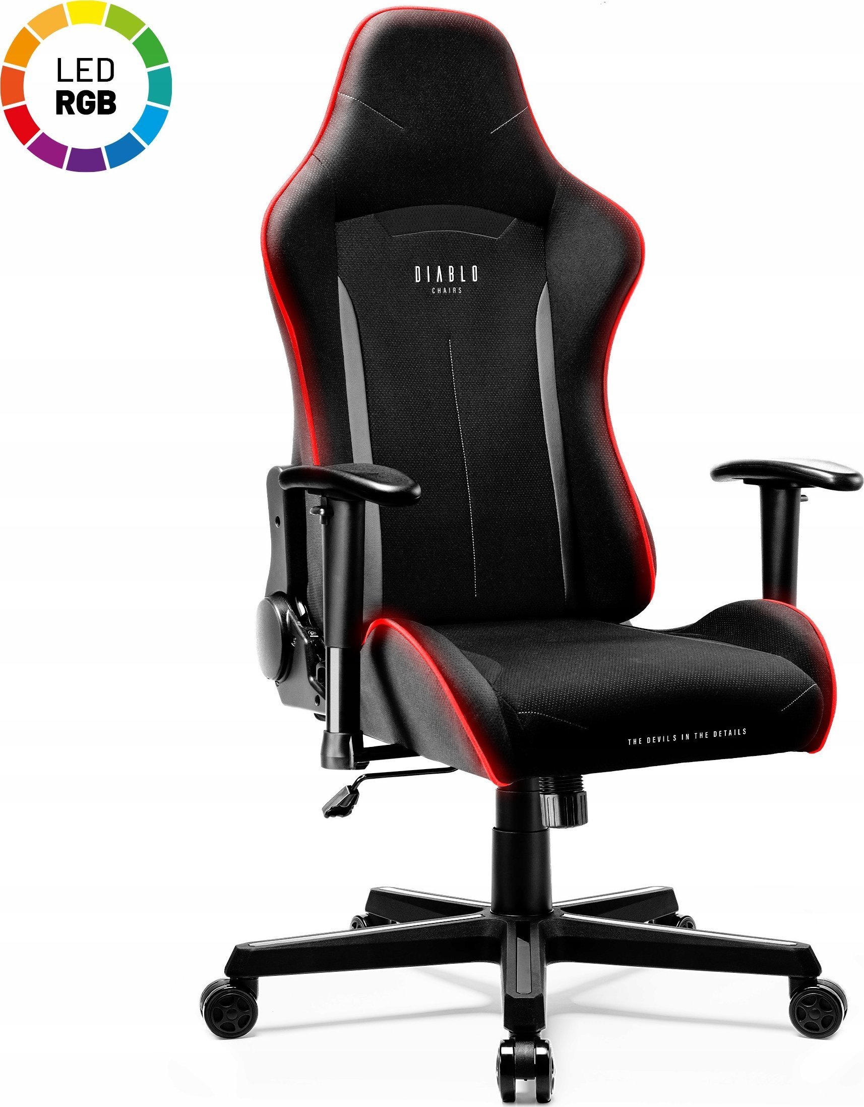 Karrige gaming Diablo X-Starter, LED RGB, ergonomike, e zezë