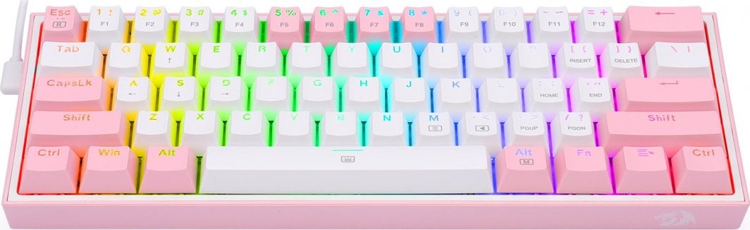 Tastierë mekanike Redragon K617 Fizz, 61 taste, RGB, rozë