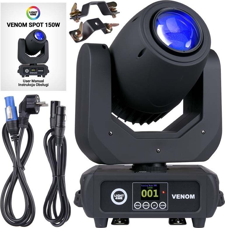 Reflektor lëvizës Light4Me Moving Head Spot, LED 150W, kontroll DMX, i zi