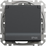 Prizë murale Schneider Electric Sedna Design GN.1-KR.Z/U, IP44, me kapak mbrojtës, antracit e zezë
