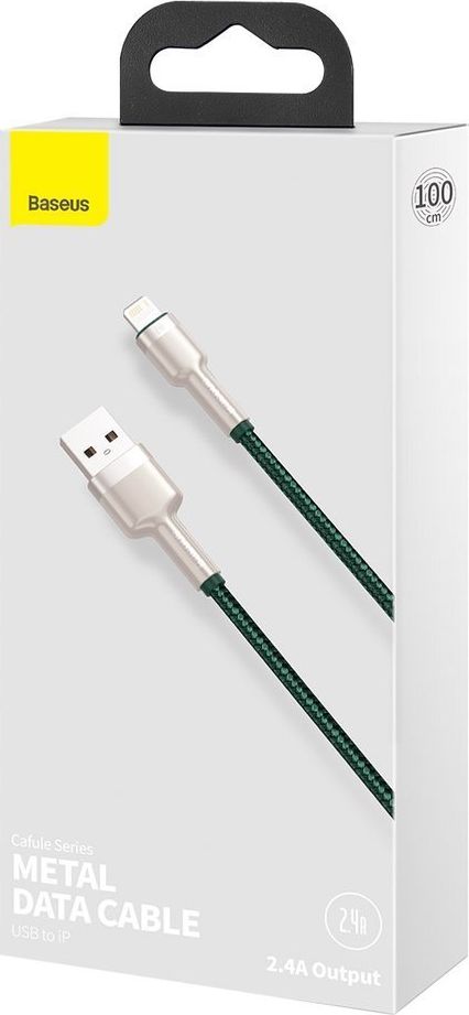 Kabllo karikimi Baseus USB A në Lightning, 1m, 2.4A, jeshile