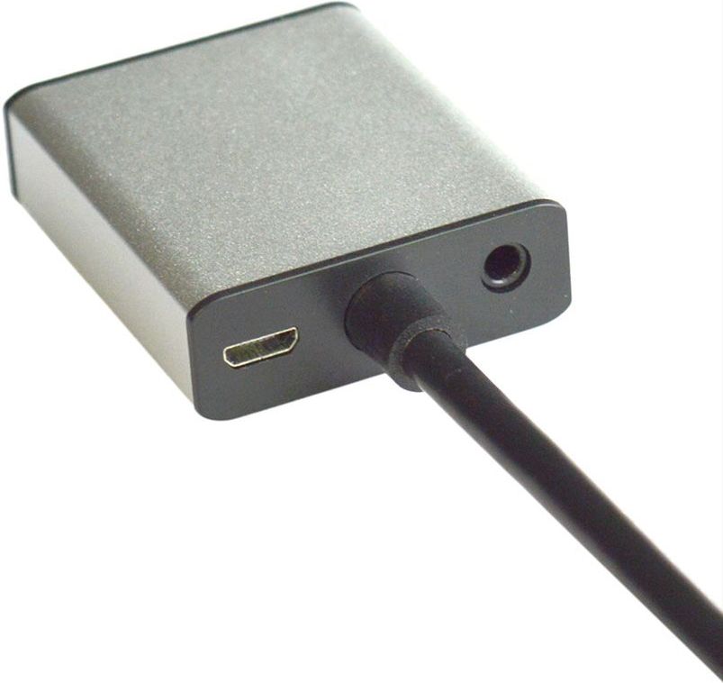 Adaptues video audio VALUE HDMI në VGA, 15 cm, me audio 3.5 mm, argjendtë e zezë