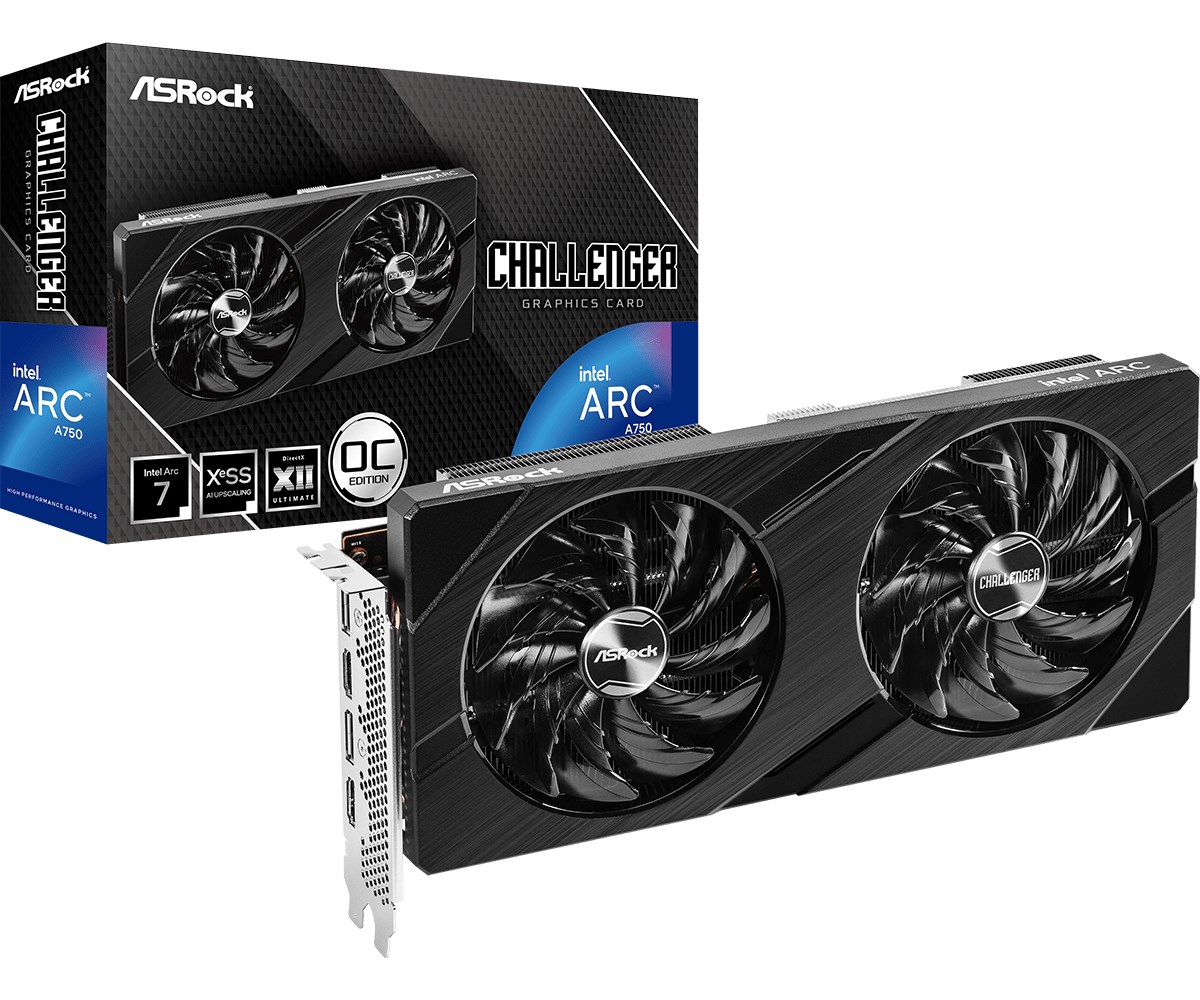 Kartelë grafike ASROCK Challenger Intel Arc A750, 8GB GDDR6, 2200MHz, e zezë