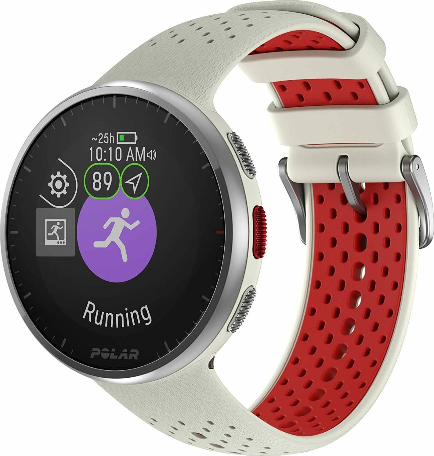 Спортски часовник Polar Pacer Pro S/L, GPS, MIP екран, бело-црвен
