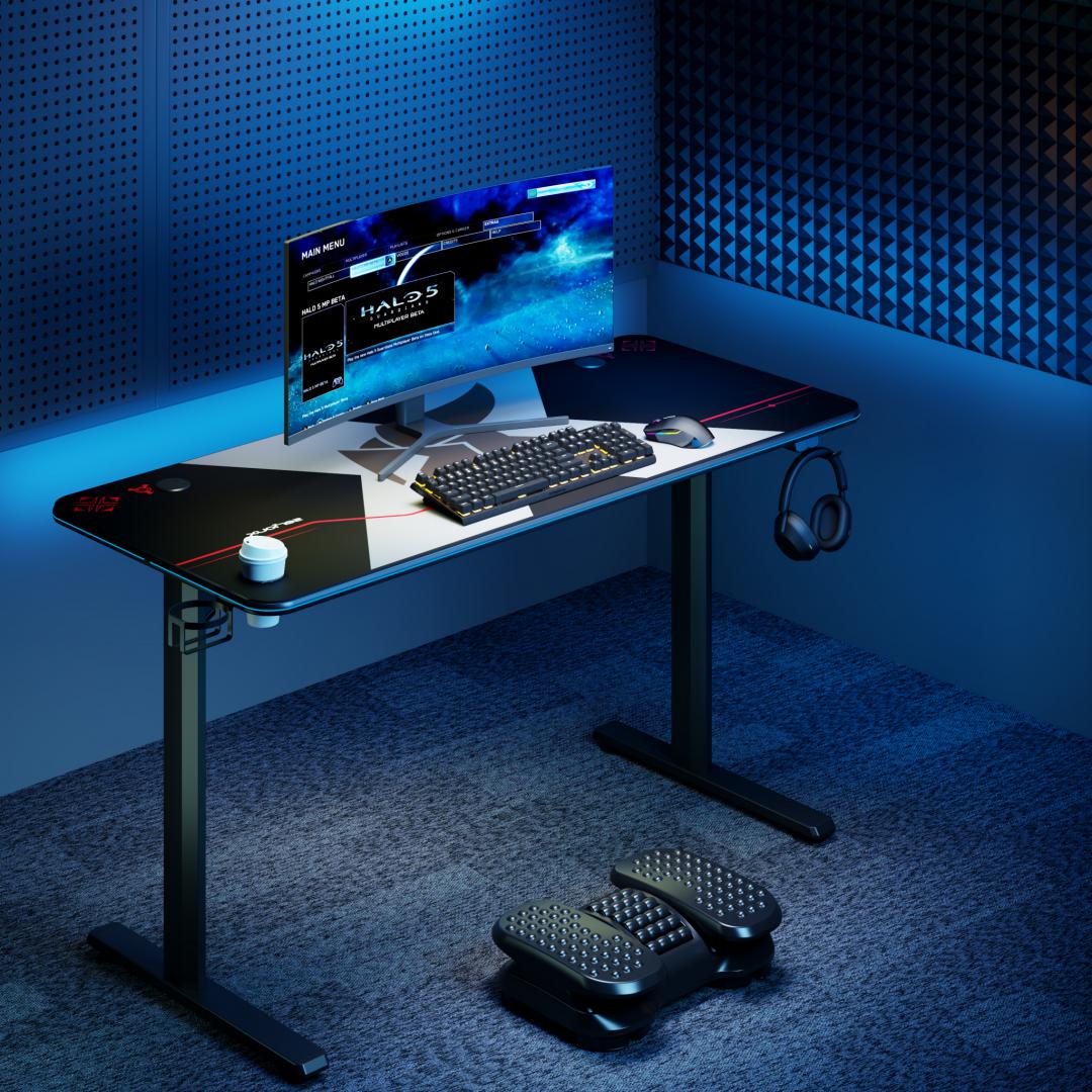 Tavolinë gaming Serioux Aeter RGB, 1200x600x750mm, me LED RGB, e zezë