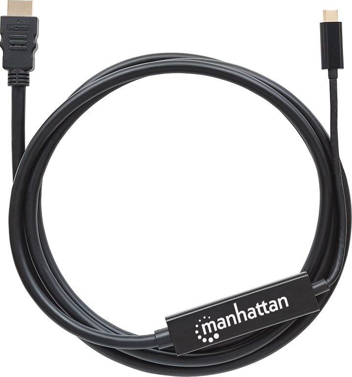 Kabllo Manhattan USB C në HDMI, 4K 30Hz, 2m, i zi