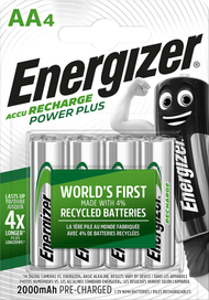 Bateri rikarikues Energizer Power Plus AA, 2000mAh, set 4 copë, të bardha