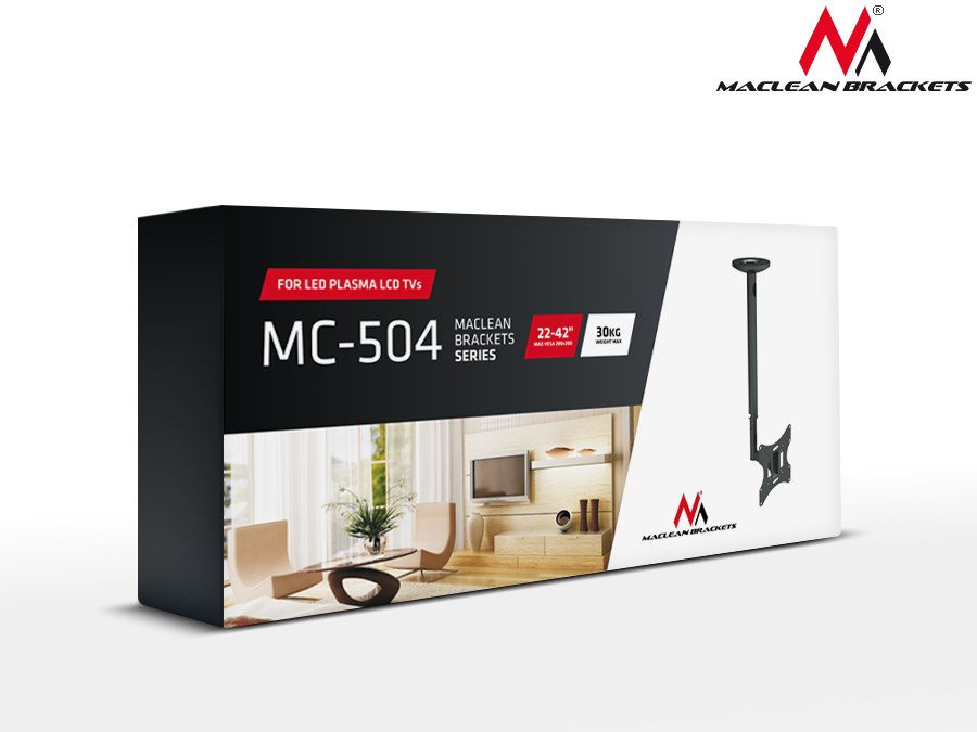 Mbajtëse tavani Maclean MC-504A S, 23-42", 30kg, e argjendtë