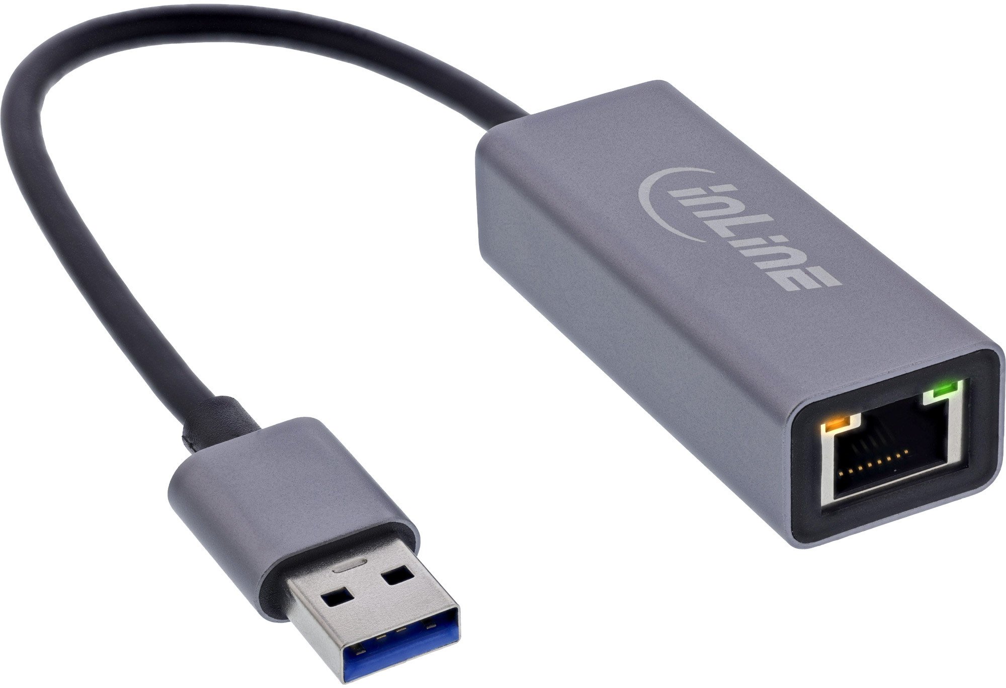 Adapter rrjeti InLine USB 3.2, USB A në RJ45, Gigabit, gri