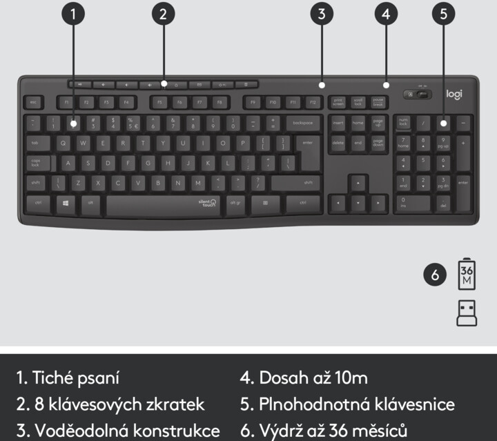 Тастатура и глушец Logitech MK295 Silent, графит