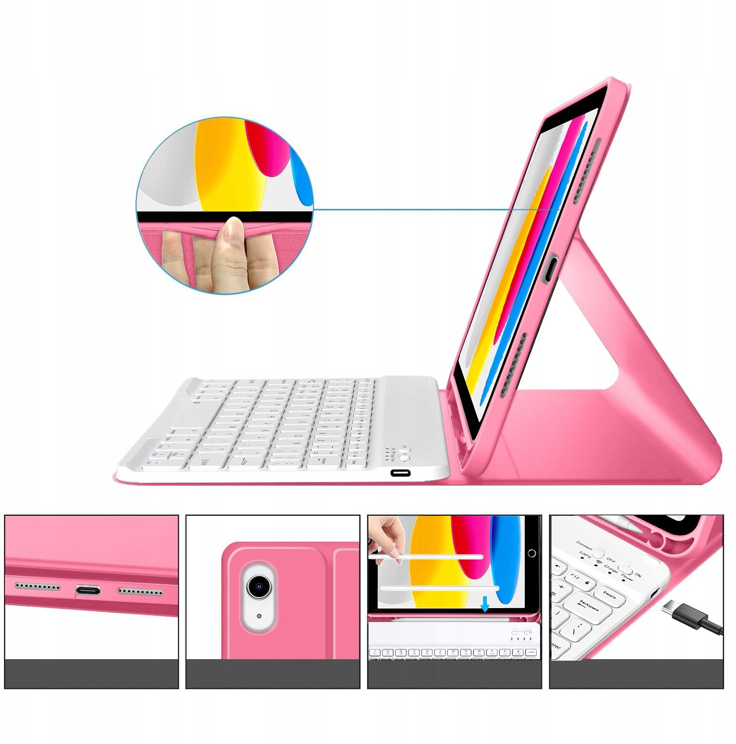 Futrollë me tastierë Tech Protect SC Pen Case, për iPad 10.9" 2022 dhe 11" 2025, Bluetooth, rozë