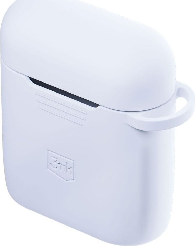 Mbajtëse silikoni 3mk për Apple AirPods 2nd gen, me karabiner, e bardhë