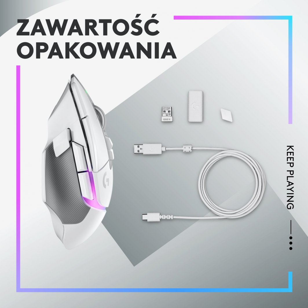 Maus Logitech G502 X Plus, i bardhë