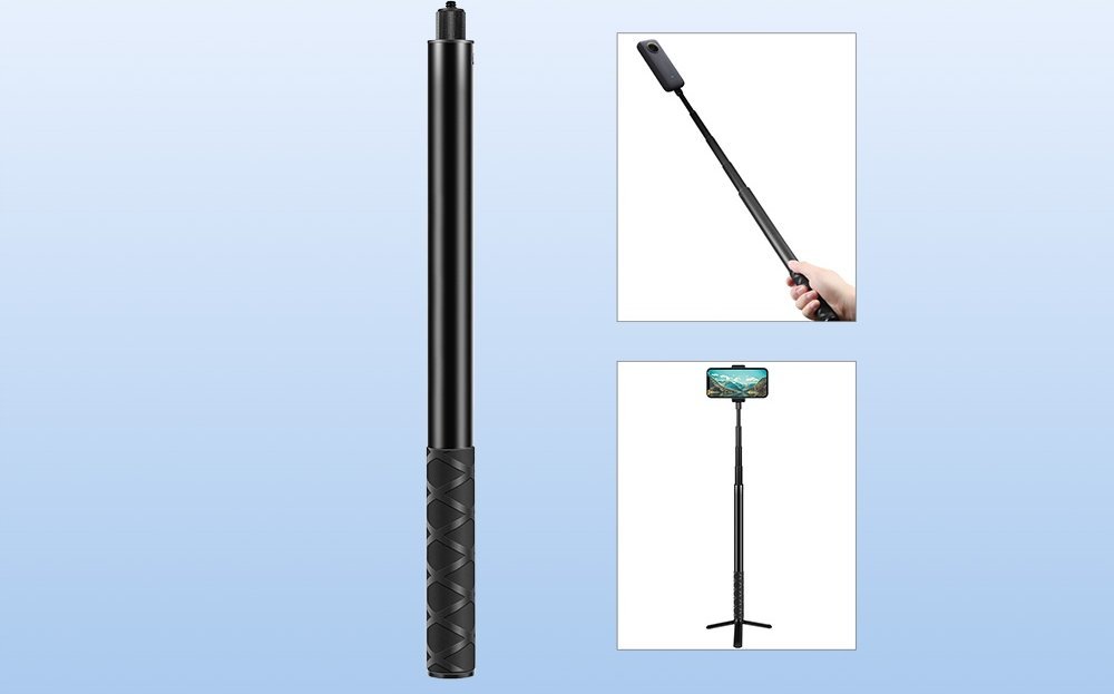 Selfie stick Puluz Metal, 150 cm, për Insta360 One RS X2 X3 X4, i zi
