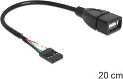 Kabllo USB Delock 83291, USB 2.0 ekstern në intern, 0.2m, i zi