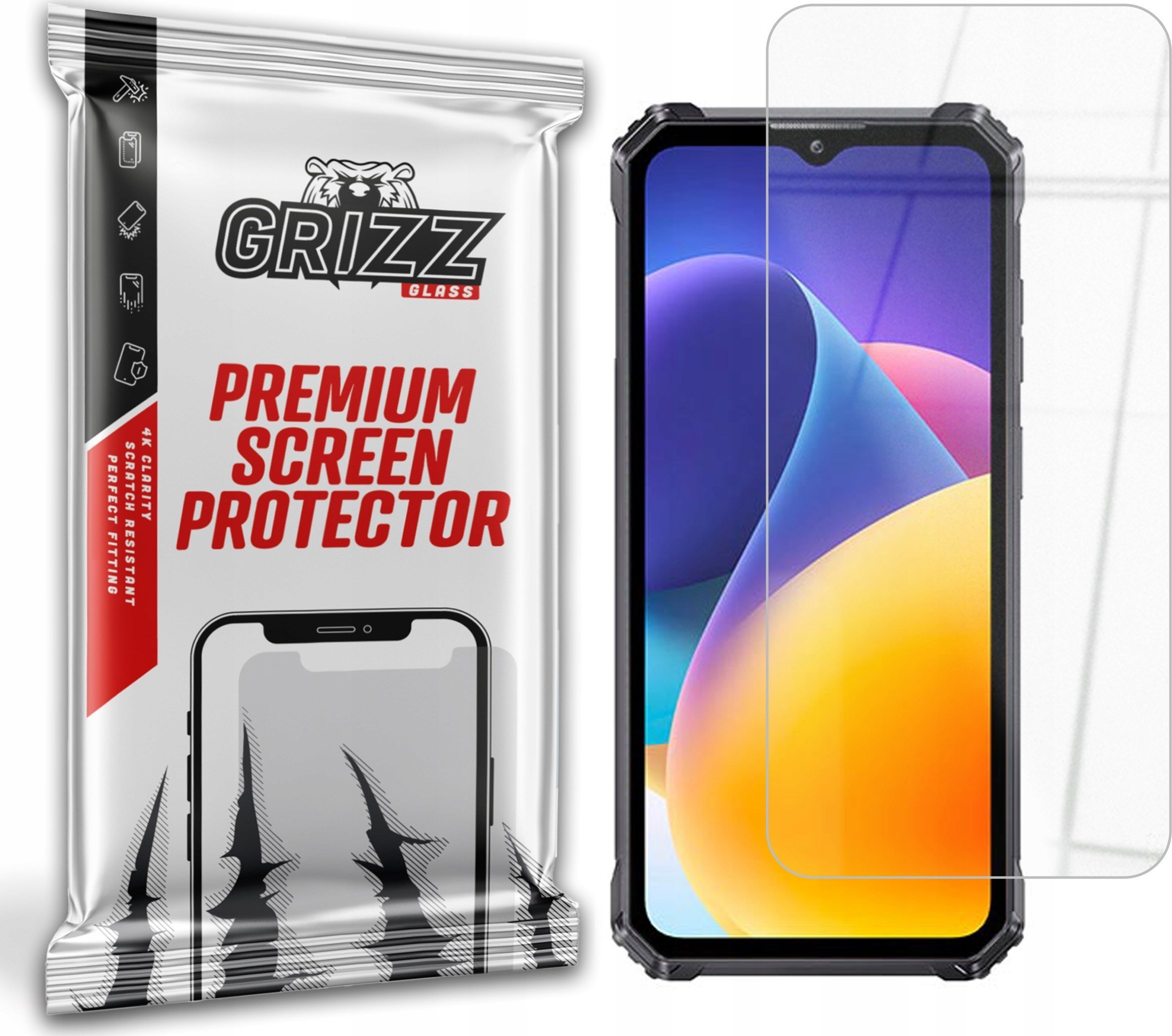 Xham mbrojtës Grizz Hybrid Glass për Oukitel WP28 S, hibrid, transparend