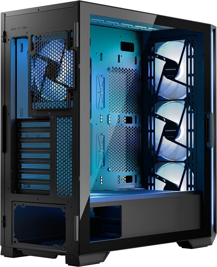 Kasë Modecom Horizon Flow ARGB, e zezë, Midi Tower