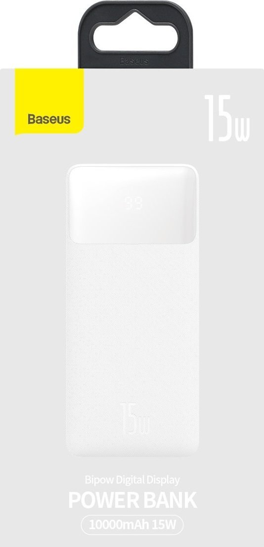 Powerbank Baseus Bipow Digital Display, 10000mAh, 15W, i bardhë