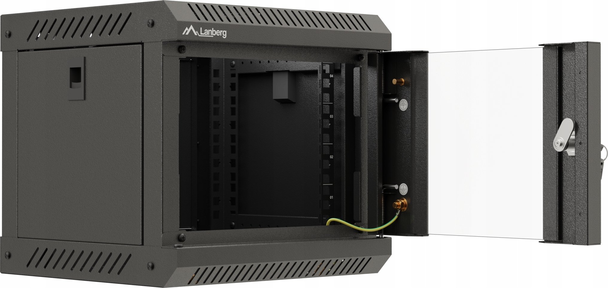 Kabinet muror rack 10" 6U, 30x30x37 cm, derë xhami, gri