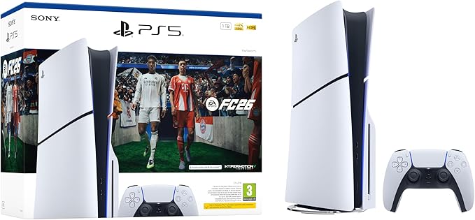 Konzolë Sony Play Station 5 Slim Blu-Ray + EA Sports FC 26, 1TB SSD, e bardhë/zezë