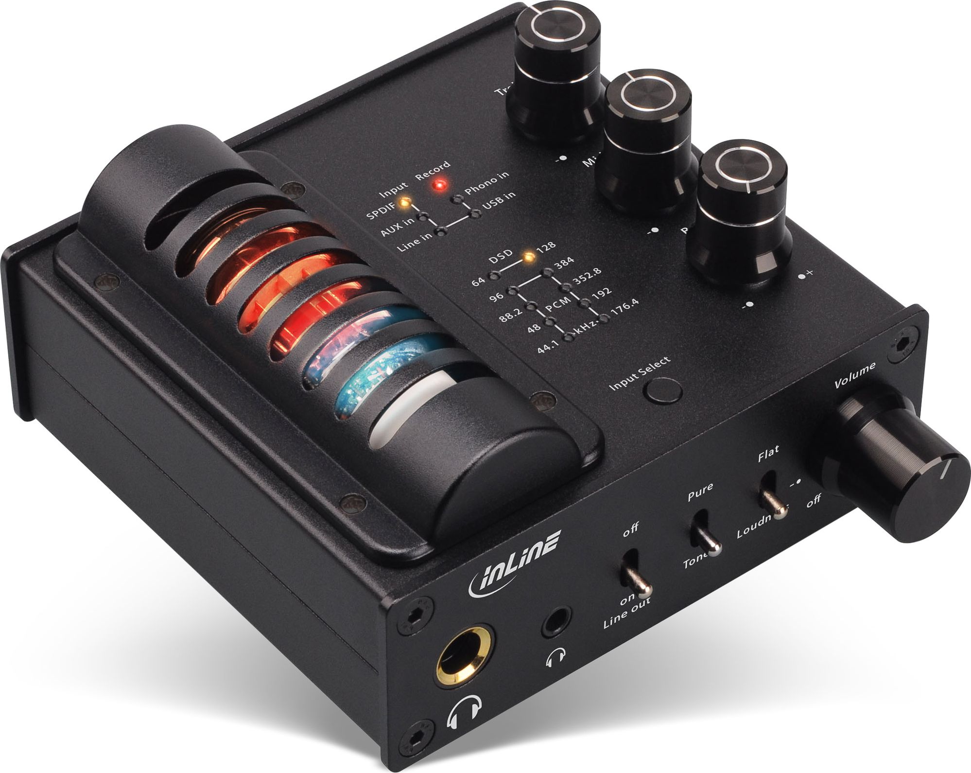 Përforcues kufjesh InLine AmpUSB-EQ, DAC 32-bit 384 kHz, portativ, i zi
