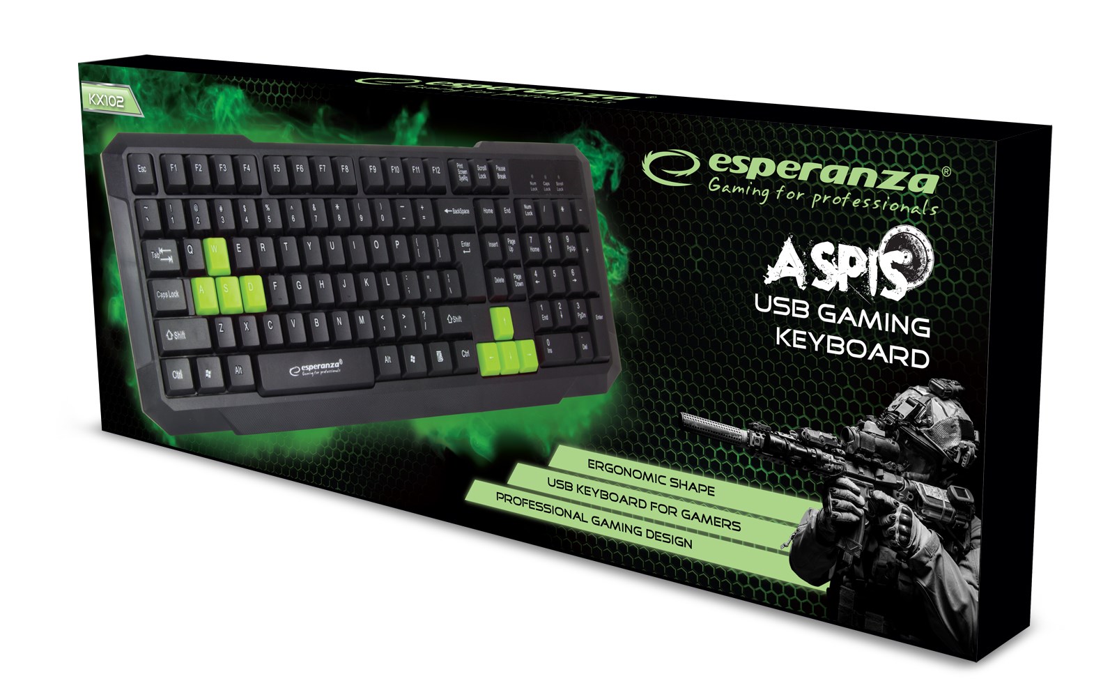Tastierë Gaming Esperanza EGK102G, USB, e zezë