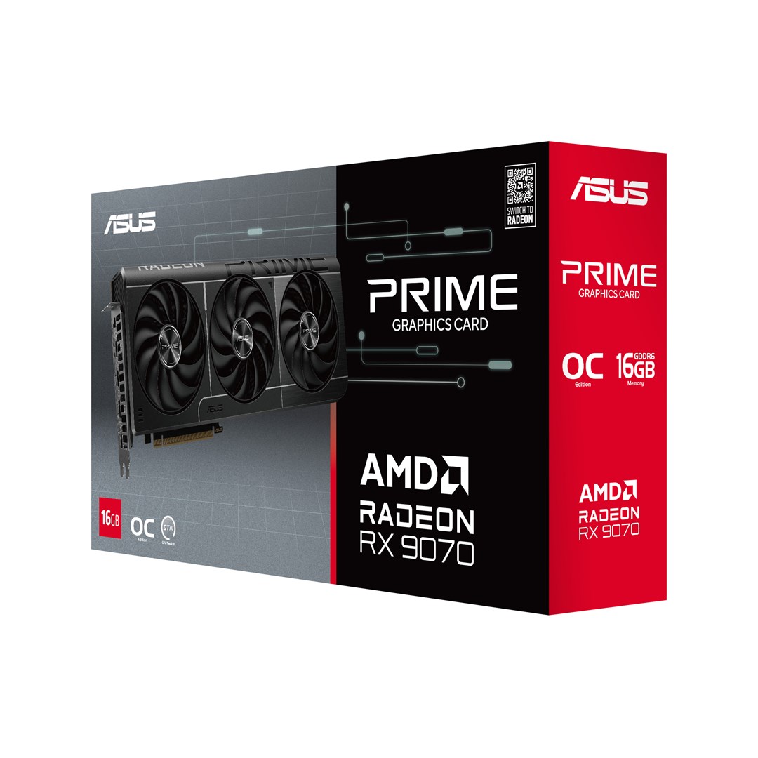 Kartelë grafike ASUS Prime -RX9070-O16G AMD Radeon RX 9070, 16 GB GDDR6