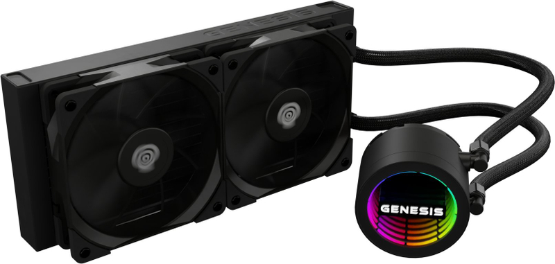 Ftohës uji për procesor Genesis Hydria 240, radiator 240 mm, ARGB, i zi