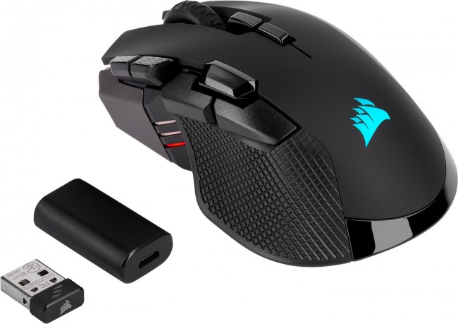 Гејминг глушец Corsair IRONCLAW RGB Wireless, безжичен, црн