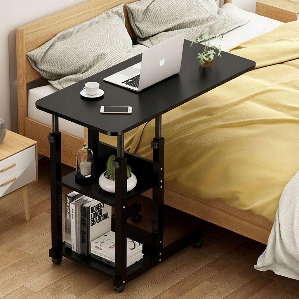 Tavolinë lëvizëse Mozos BLD-BK, 80×40 cm, rregullim lartësie, e zezë