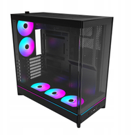 Kutia PC MONTECH HS02 Pro, ATX Mid Tower, 5x ventilatorë ARGB PWM, e zezë