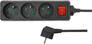 Kabllo energjie AWTools, 4 priza, 3 m, me tokëzim, i zi