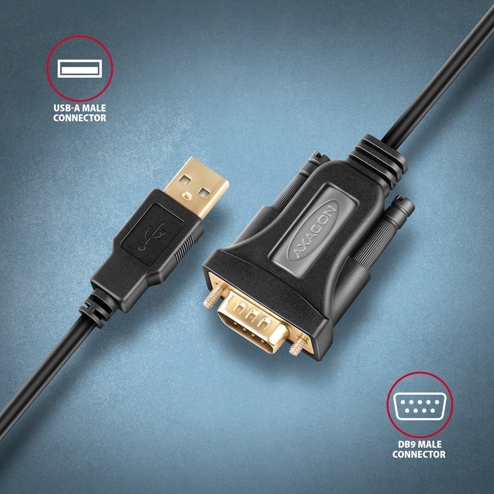 Adapter USB në RS-232 Axagon ADS-1PQN, kabllo 1.5 m, i zi