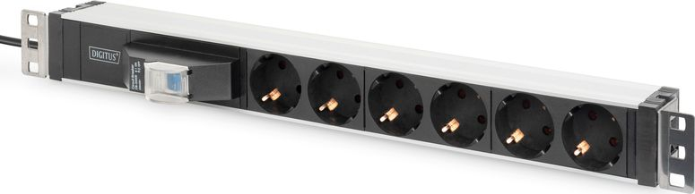 Listelë energjie Digitus DN-95417, 1U, 6 dalje, e zezë