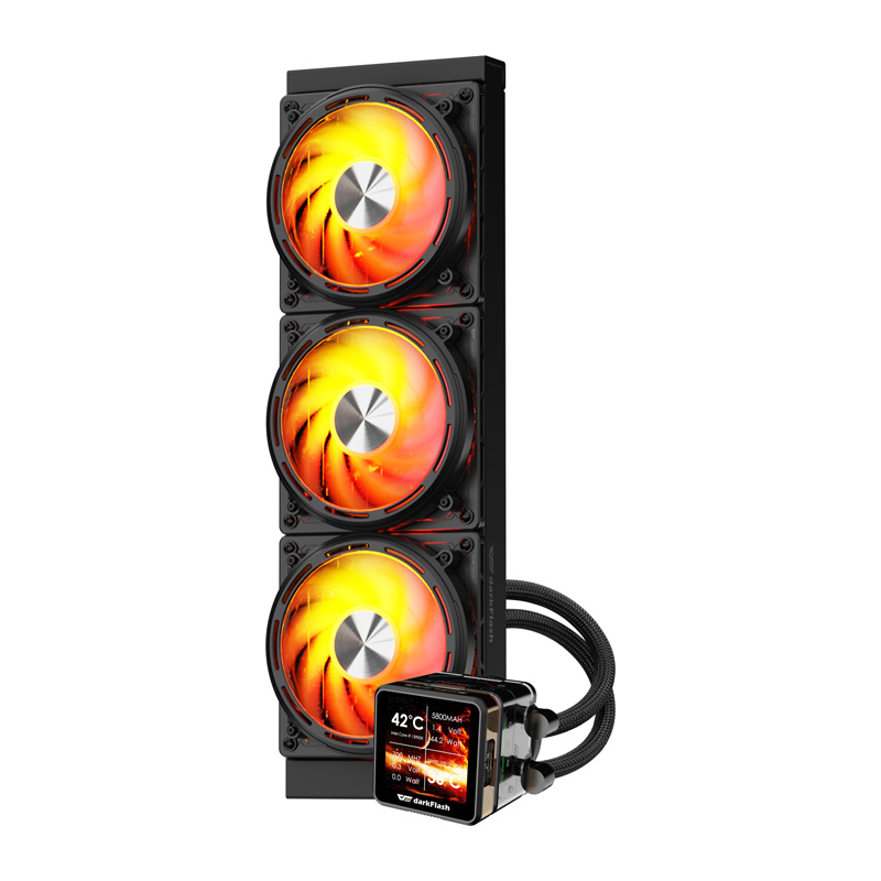 Ftohës uji CPU Darkflash DE360 AIO, 360mm, ekran LCD, i zi
