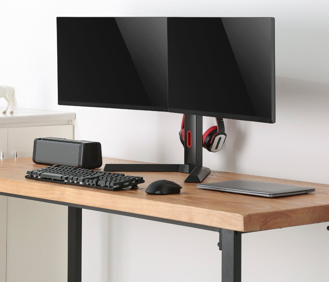 Mbajtëse monitorësh Alterzone Pro Duo, për 2 monitorë 17"-27", alumini, e zezë