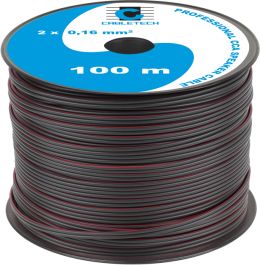 Kabllo altoparlantësh Cabletech CCA, 2 x 0.16 mm, 100 m, e zezë