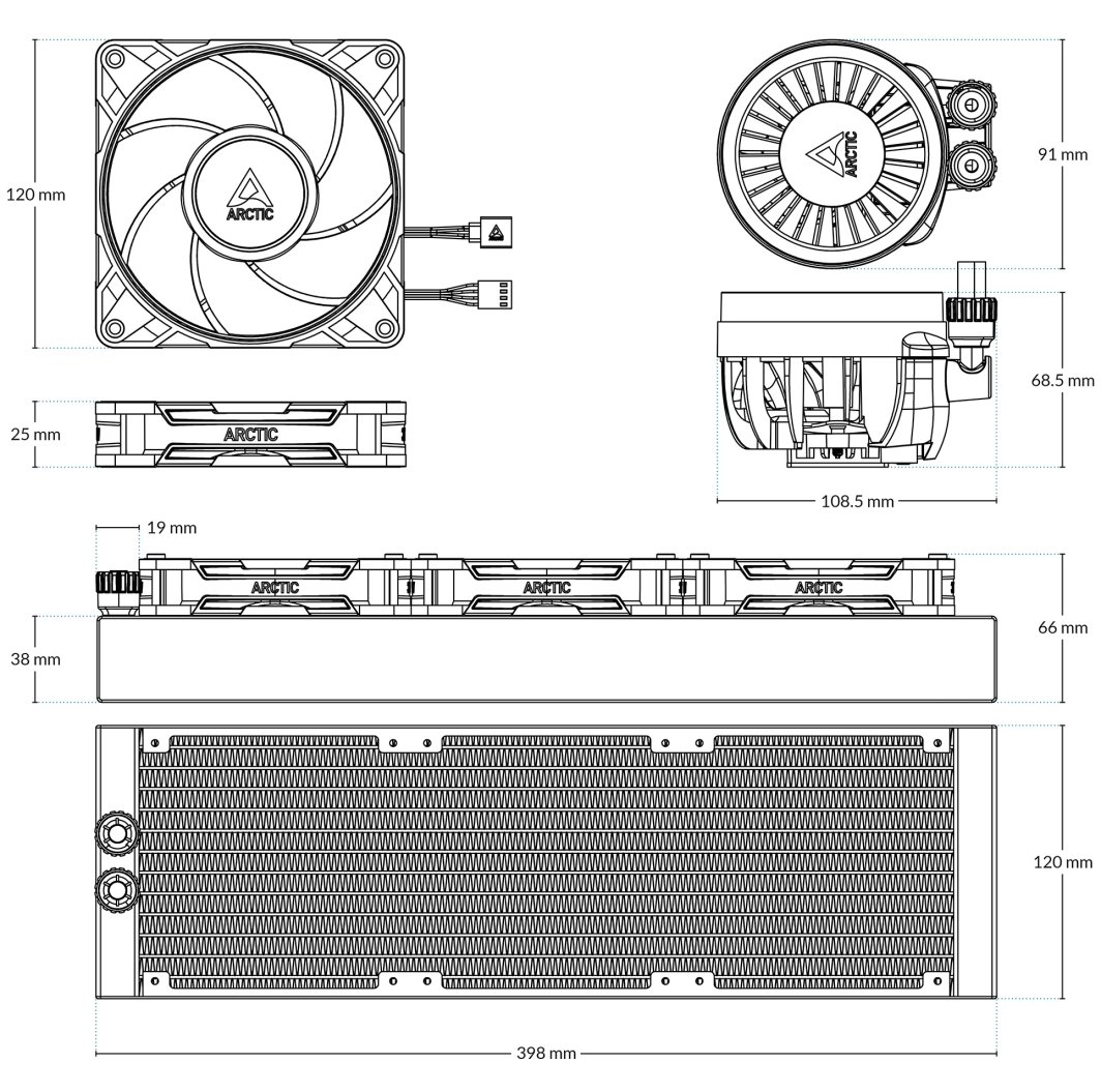 Sistem ftohës me ujë Arctic Liquid Freezer III Pro 360, radiator 360mm, 3 ventilatorë, i zi
