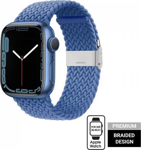 Rrip dore Crong Braided Wave për Apple Watch 38/40/41 mm, poliester elastik, ngjyrë blu