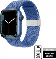 Rrip dore Crong Braided Wave për Apple Watch 38/40/41 mm, poliester elastik, ngjyrë blu