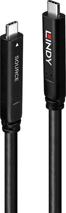 Kabllo USB C Lindy Hybrid, 8m, USB 3.2 Gen 1 DP 1.4, e zezë