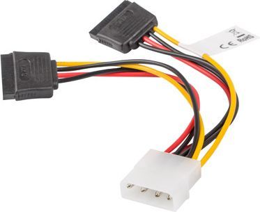 Kabllo Lanberg Molex 4pin, 2xSATA 15pin, 15cm (CA-HDSA-11CU-0015)