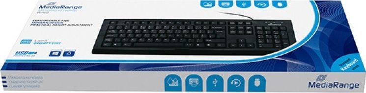 Tastierë MediaRange MROS101-UK, USB, layout QWERTY UK, e zezë