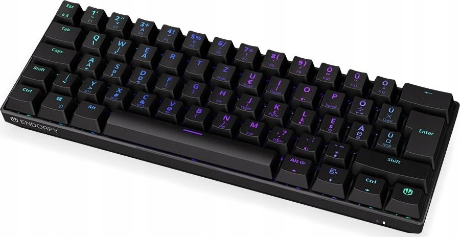Tastierë mekanike Endorfy Thock Compact Wireless, 61 taste, RGB, me Bluetooth dhe 2.4 GHz, e kuqe
