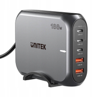 Karikues muri Unitek GaN PD 3.1, 188W, 3x USB C 2x USB A, gri