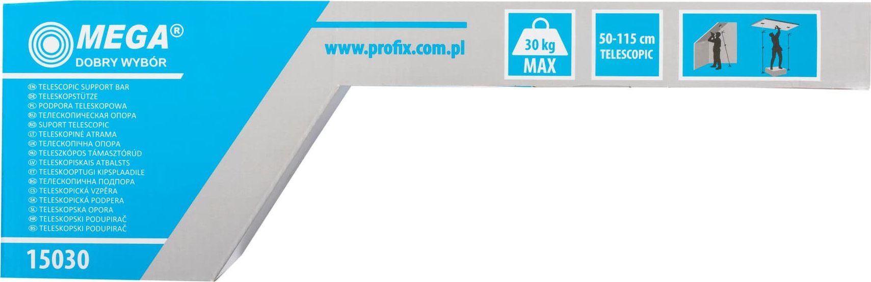 Shtyllë mbështetëse MEGA, 115–290 cm, 30 kg, e kuqe